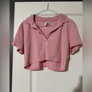 H&M Pink crop polo